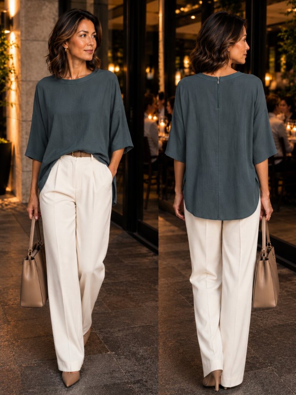 Vince Gunmetal Slate Gray Sheer Trim Back Zip Blouse Size S